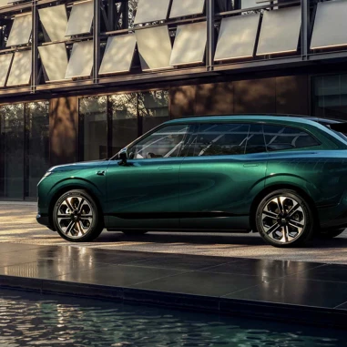Green Car With Urban View 2